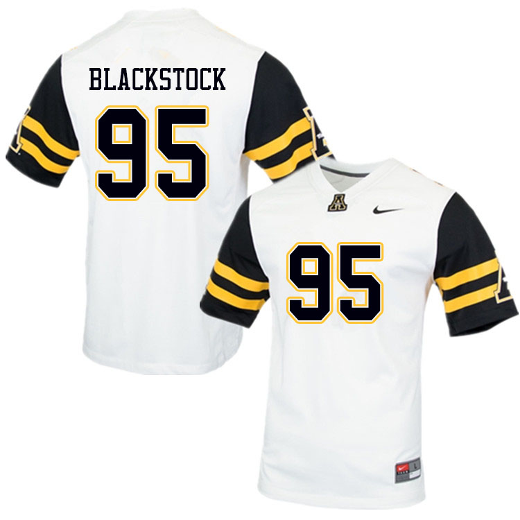 Men #95 George Blackstock Appalachian State Mountaineers College Football Jerseys Sale-White - Click Image to Close